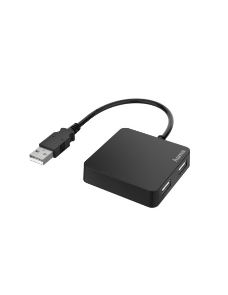 | HUB USB 2.0 con 4 Puertos (Concentrador USB con 4 USB A, Compacto, Transferencia de Datos hasta 480 Mbits/s), Color Negro