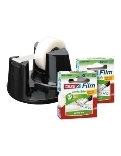 PORTARROLLOS TESA NEGRO+2 ROLLOS INVISIB