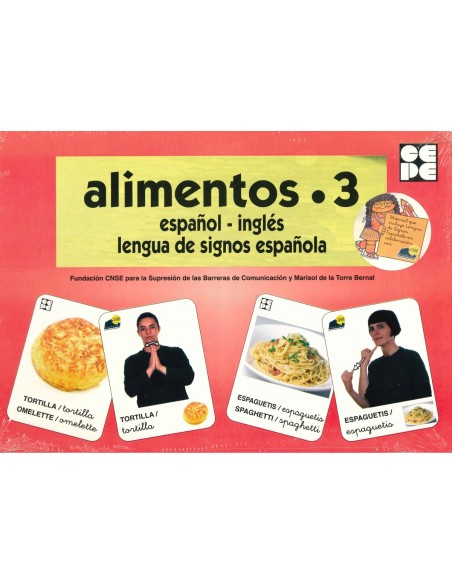 Alimentos 3 Baraja espanol ingles lengua de signos