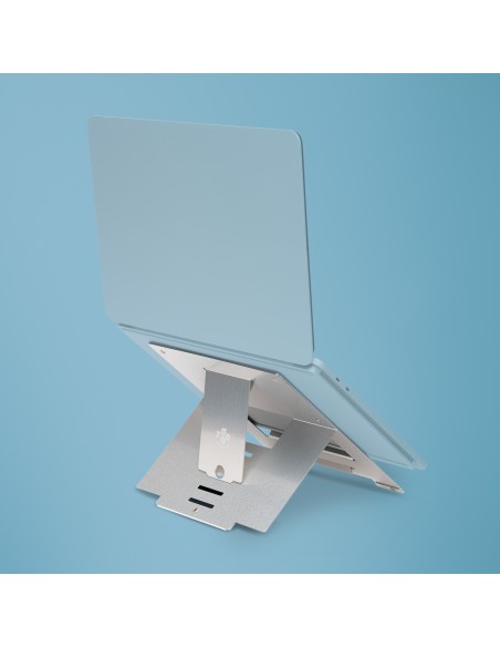 Soporte para portátil R-Go Riser Flexible, elevador plegable ajustable para portátil, ergonómico, aluminio Hylite, plata