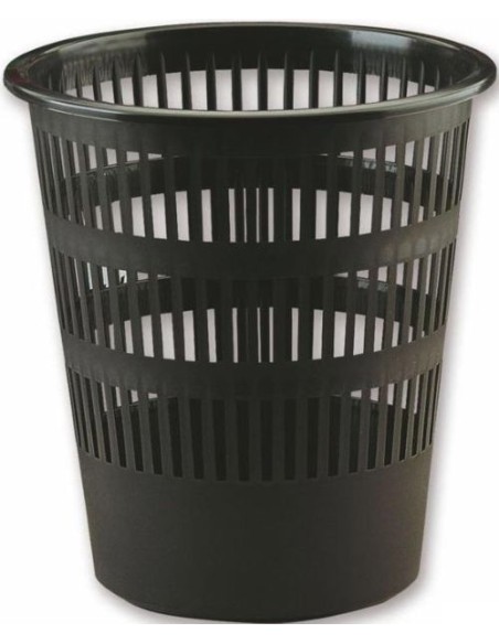 PAPELERA DE REJILLA PLASTICO RECICLADO NEGRA 12L