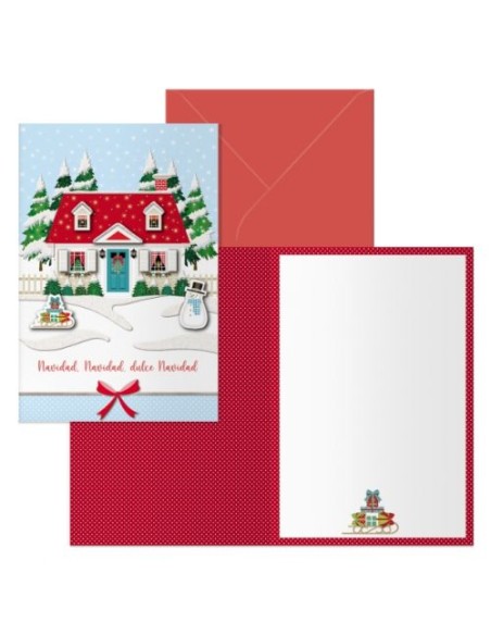 PACK 6 TARJETA DE FELICITACION NAVIDAD MODELO HOME