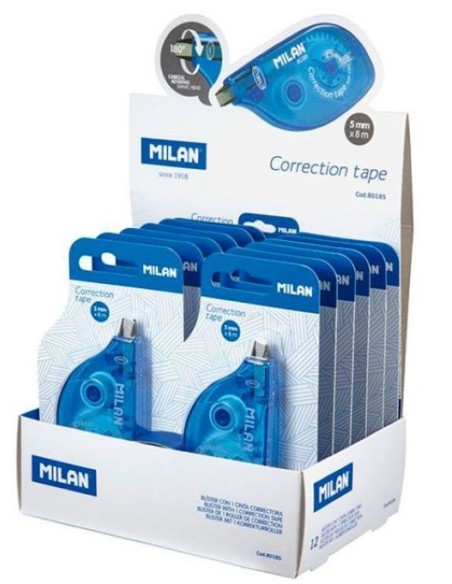 EXP 12 CINTA CORRECTORA MILAN 5MMX8M DIESTROS ZURDOS