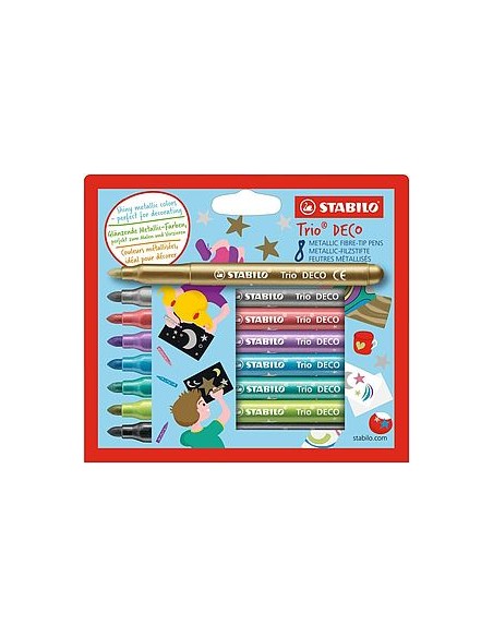 Trio DECO rotulador Oro, Metallic black, Azul metálico, Metallic green, Metallic lilac, Metallic pink, Plata 8 pieza(s)