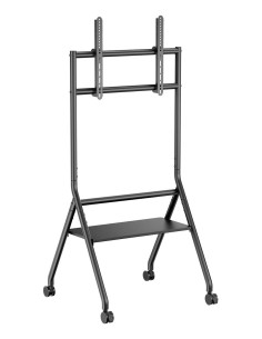 Soporte de suelo eco con rueda, 1 bandeja para pantalla interactiva/TV 80kg de 37-86, Negro