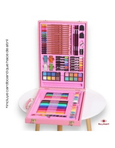 Maleta art studio artist con 100 piezas color rosa