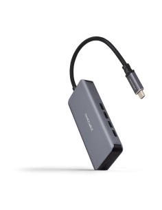 Hub USB-C macho a 4 x USB-C hembra, Aluminio 10 cm, Gris