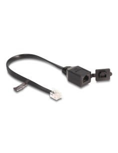 Cable RJ12 macho a RJ12 hembra con tapa protectora 20 cm negro