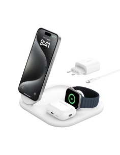 BoostCharge Auriculares, Smartphone, Reloj inteligente Blanco USB Cargador inalámbrico Carga rápida Interior