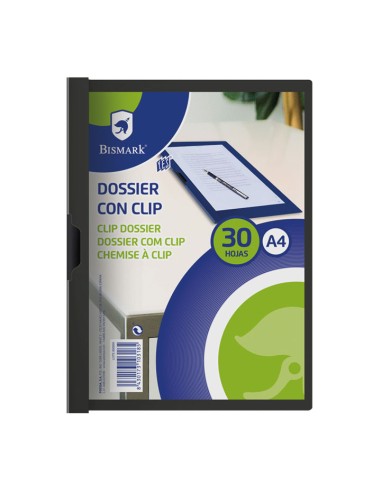 PAQ. 5 DOSSIER CLIP BISMARK A4 NEGRO PP