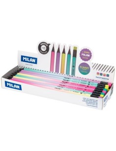 MILAN LÁPICES GRAFITO HB CON GOMA SUNSET COLORES SURTIDOS -CAJA EXPOSITORA 24 UND-