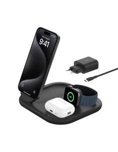 BoostCharge Auriculares, Smartphone, Reloj inteligente Negro USB Cargador inalámbrico Carga rápida Interior