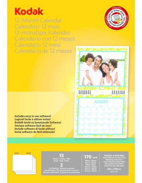 Calendario para impresora de tinta. incluye 13 hojas, sofware y nudillo