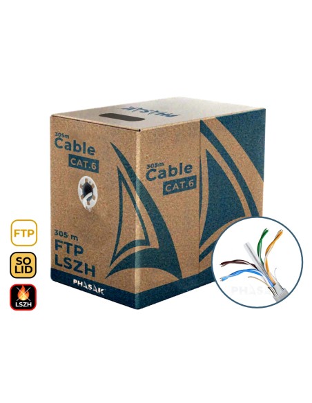 Bobina de Cable de Red Cat.6 FTP LSZH Sólido AWG23 CCA 305M - PHR 6312