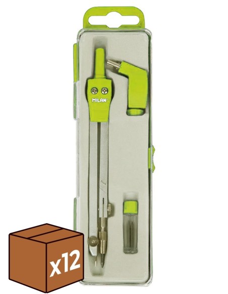 C 12 estuche compas escolar 3 piezas con brazo articulado milan