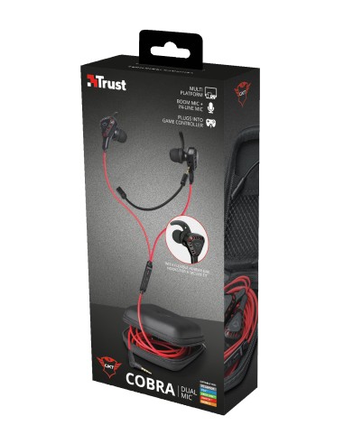 TRU GXT 408 Auriculares Alámbrico Dentro de oído Juego Negro, Rojo