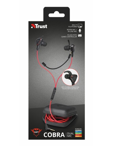 TRU GXT 408 Auriculares Alámbrico Dentro de oído Juego Negro, Rojo