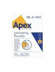 FELLOWES APEX PACK 100 FUNDAS PLASTIFICAR 125 MIC. BRILLO A3