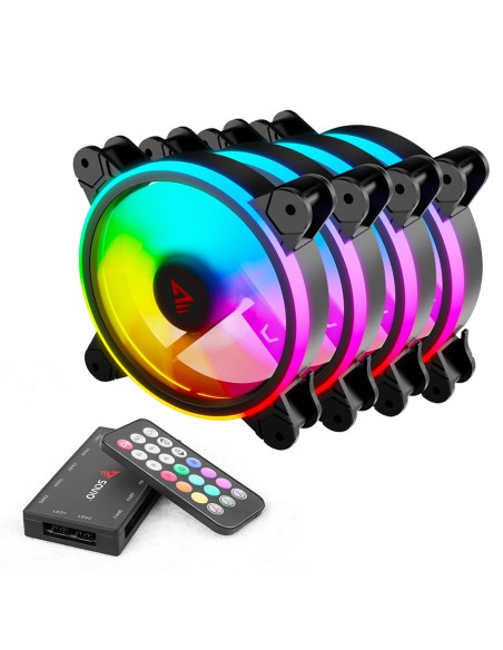 FAN-01 4-pack 120mm ARGB fan including controller and remote control Carcasa del ordenador Ventilador Negro