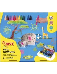 Caja 300 ceras triangulares jovicolor triwax 12 colores economy pack