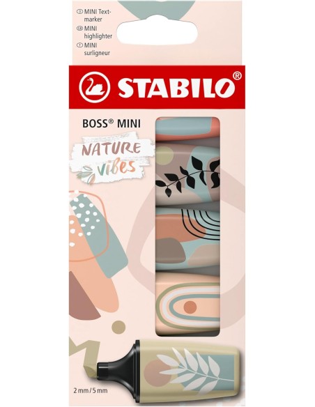 Estuche 5 marcadores stabilo boss mini naturevibes