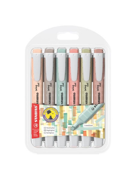 Estuche 6 marcadores stabilo swing cool naturecolors