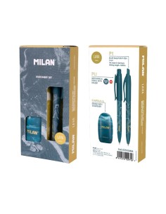 Caja regalo serie Lava con boligrafo P1 portaminas PL1 05 mm HB y afilaborra CAPSULE azul