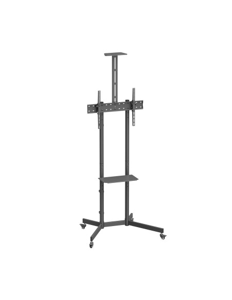 Soporte De Suelo Eco Con Rueda, Bandeja Para DVD Y Soporte De Cámara Para Monitor/TV 45kg De 37-70, Negro