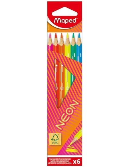 Estuche 6 lapices de colores neon fsc