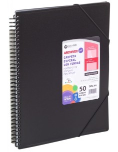 CARPETA 60 FUNDAS A4 ESPIRAL ARCHIVEX STAR NEGRO