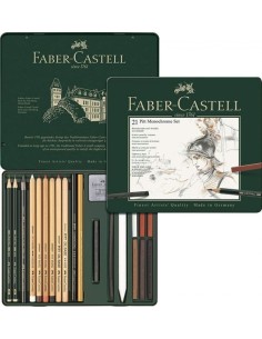 Caja metalica 21 piezas pitt monochrome faber castell
