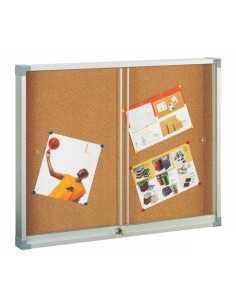 614-2U tablón de anuncio Tablón de anuncios fijo Aluminio, Marrón Aluminio, Corcho, Plástico