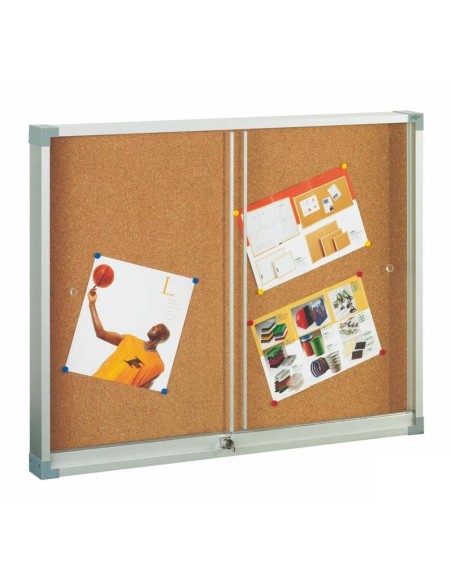 614-2U tablón de anuncio Tablón de anuncios fijo Aluminio, Marrón Aluminio, Corcho, Plástico