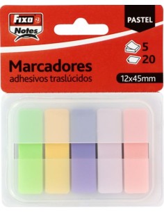 Blister 5 marcadores autoadhesivos translucidos colores pastel 12x45mm