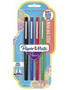 Estuche 4 rotuladores paper mate flair original colores basicos