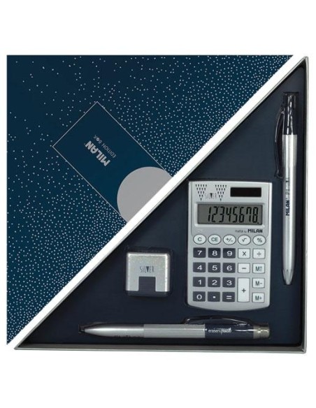 MILAN EDITION BOX SET DE ESCRITORIO SILVER AZUL MARINO