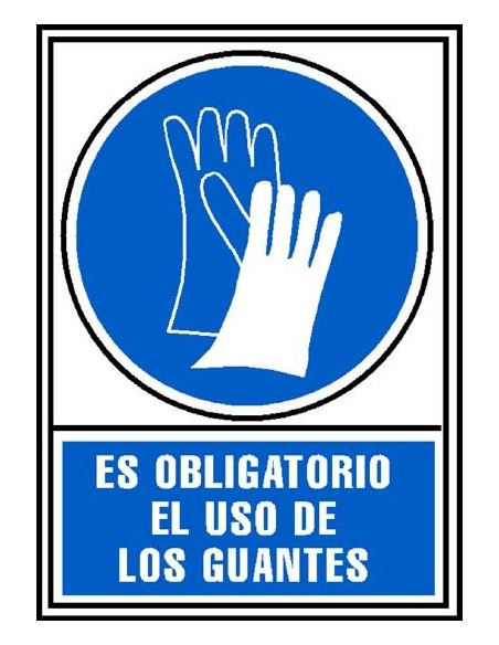 ARCHIVO 2000 SEÑAL OBLIGATORIO USO DE GUANTES 210X297 PVC AZUL Y BLANCO