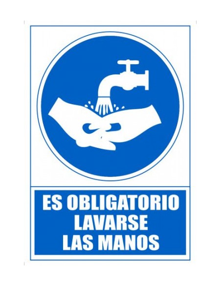 SEÑAL OBLIGATORIO LAVARSE LAS MANOS 210 X 297MM PVC AZUL ARCHIVO 2000 6173-13 AZ