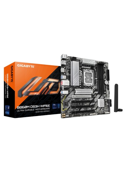 B860M DS3H WIFI6E Placa base - CPUs Intel Core Ultra, VRM de 5+1+2+1 fases, hasta 9066MHz DDR5, 1xPCIe 5.0 + 1xPCIe 4.0 M.2, LAN