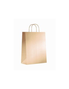 Paq.25 bolsas papel asa retorcida formato s 24+10x32cm 90gr oro 02003013