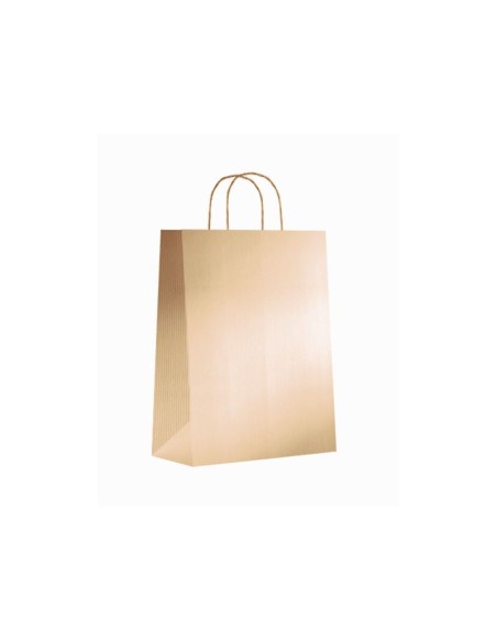 Paq.25 bolsas papel asa retorcida formato s 24+10x32cm 90gr oro 02003013