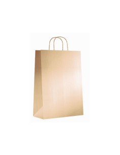 Paq.25 bolsas papel asa retorcida formato m 27+12X37cm 90gr oro 02003038
