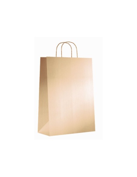 Paq.25 bolsas papel asa retorcida formato m 27+12X37cm 90gr oro 02003038