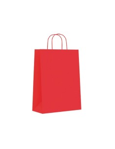 Paq.25 bolsas papel asa retorcida formato s 24+10x32cm 90gr rojo 02004025