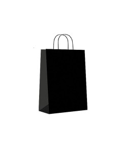 Paq.25 bolsas papel asa retorcida formato s 24+10x32cm 90gr negro 02004027