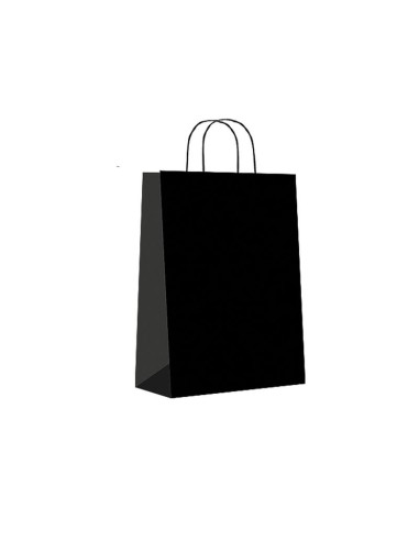 Paq.25 bolsas papel asa retorcida formato s 24+10x32cm 90gr negro 02004027