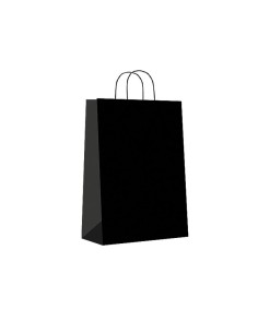 Paq.25 bolsas papel asa retorcida formato m 27+12x37cm 90gr negro 02004037