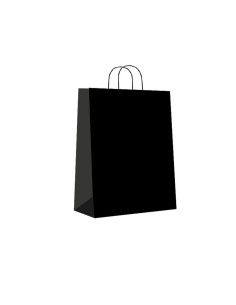 Paq.25 bolsas papel asa retorcida formato l 32+14x40cm 90gr negro 02004042