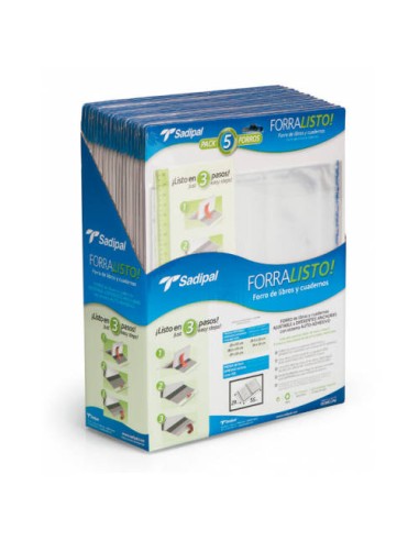 BLISTER 5 FUNDAS DE FORRO CON 2 SOLAPAS AJUSTABLES 28 CM SADIPAL 02207 Pack 25 Unid