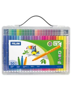 Maletín transparente 50 rotuladores punta cónica base agua 0615350